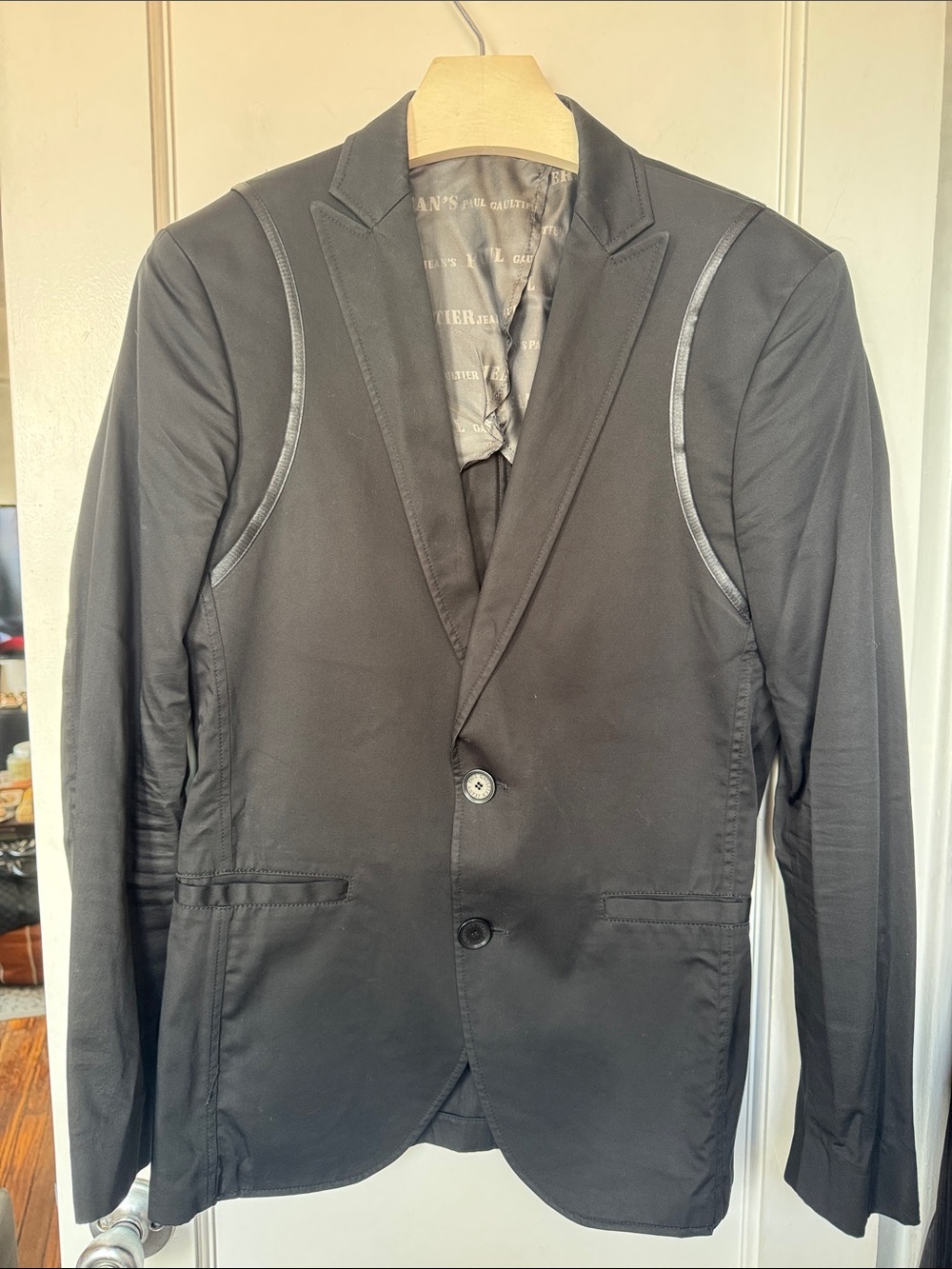 Jean Paul Gaultier Black Men's Sport Coat with Satin Trim